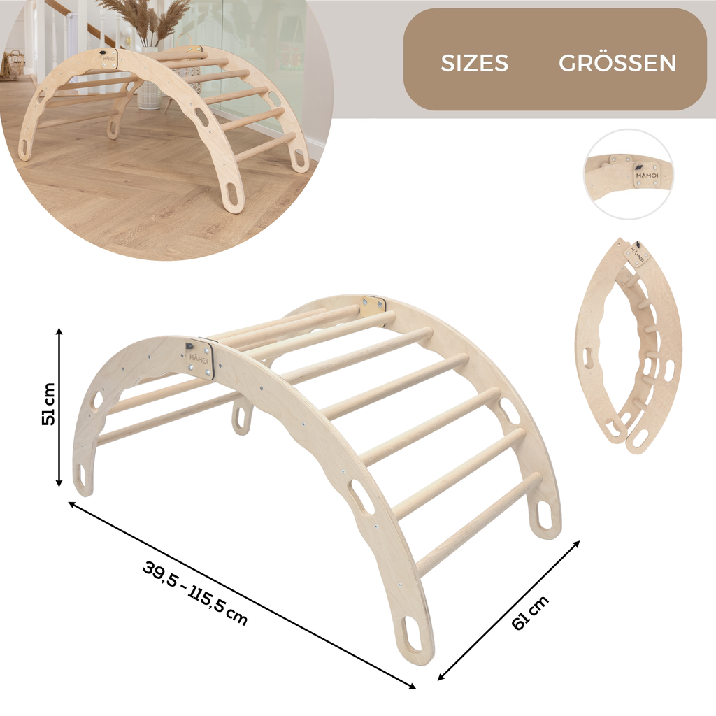 Montessori Wooden Rocker & Climbing Arch with Cushion – Kids Indoor Play-2